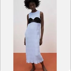 Zara Woman NWT SS21 Pleated Dress With Crochet Detail 7901/395